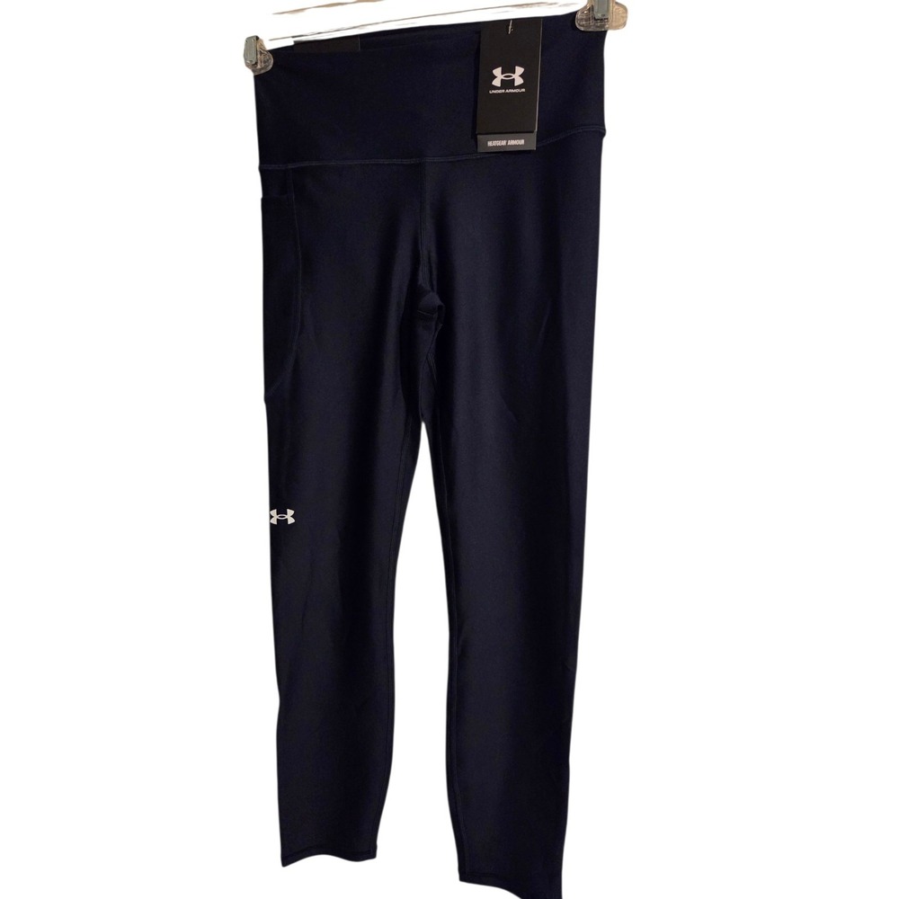 Under Armour Women's High Rise‎ SM NAVY HeatGear Ankle Leggings Compression $45